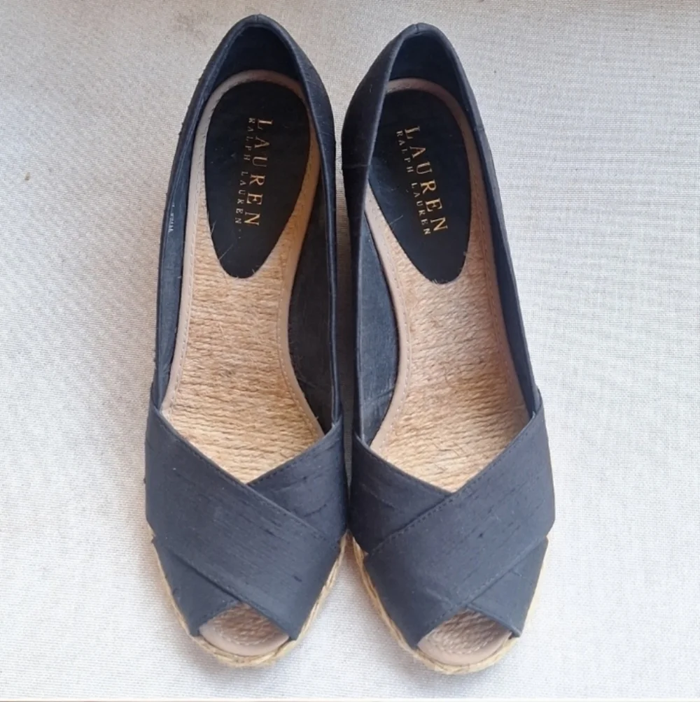 LAUREN Ralph Lauren Women's Black Wedge Espadrilles